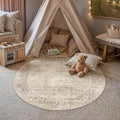 HUGEAR Beige 4x4 Neutral Round Rugs by HUGEAR
