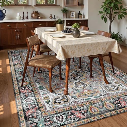 Washable Area Rug 3' x 5 ' Vintage Traditional Persian Mat - Image 3