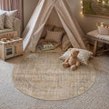 HUGEAR Brown 4x4 Neutral Round Rugs by HUGEAR