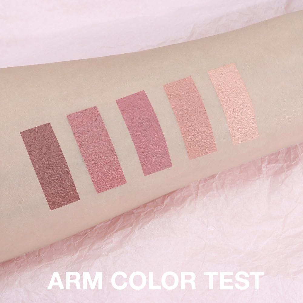 5 Colors Matte Eyeshadow Makeup Palette,Nude Pink Lavender Taupe Natural Neutral Eye Shadow Palette,Long Lasting Waterproof Naturing-Looking Women Girls Eye Shadow