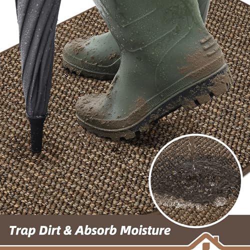 BEQHAUSE Dirt Trapper Door Mat 32" x 48" Half Circle Non Slip Rugs - Image 3