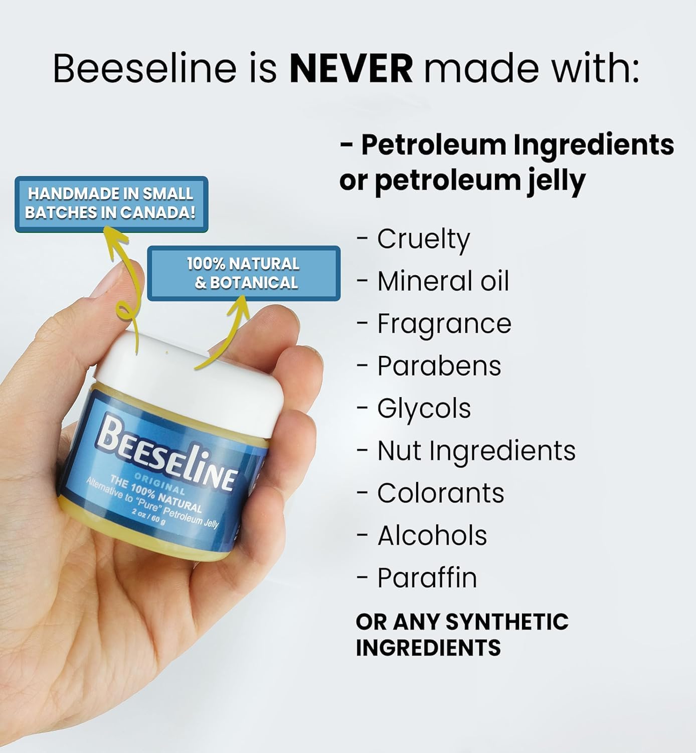 Beesalene Original Unpetroleum - 100% Natural & Hypoallergenic Alternative to Petroleum Jelly - Lips, Hands, Baby, Makeup Remover and More (2 Ounce)