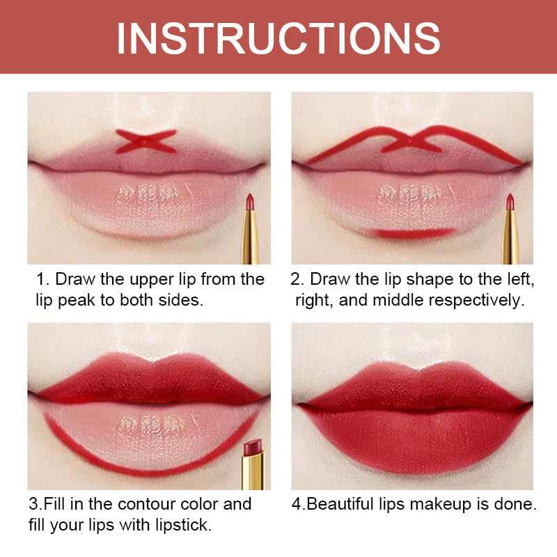 evpct 3Pcs Dark Ruby Wine Red Lip Liner and Lipstick Set Kit for Women Matte Matt 24 Hour Lipstick and with Lip Liner Pencil Set Waterproof Long Lasting 24 labial labiales mate 24 horas originales