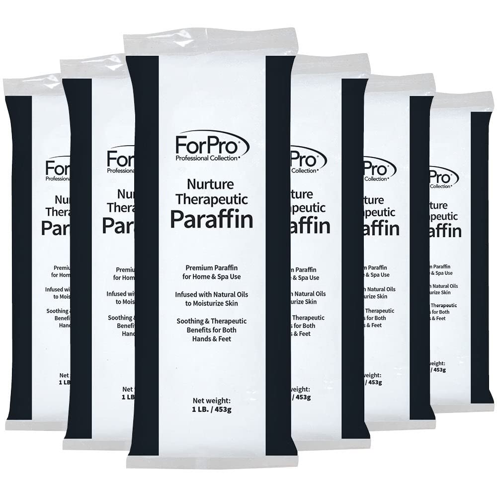 ForPro Professional Collection Nurture Paraffin Wax Refill, Fragrance Free, Six 1-Pound Paraffin Blocks, Non-Greasy, Moisturizing for Soft & Healthy Skin, Unscented, 6 Lbs