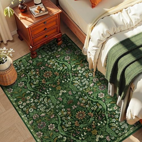 4x6 Floral Area Rug Soft Low Pile Boho Carpet - Image 4