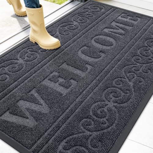 OLANLY Welcome Door Mat Indoor Outdoor 47x32, Heavy-Duty Rubber Doormat by OLANLY