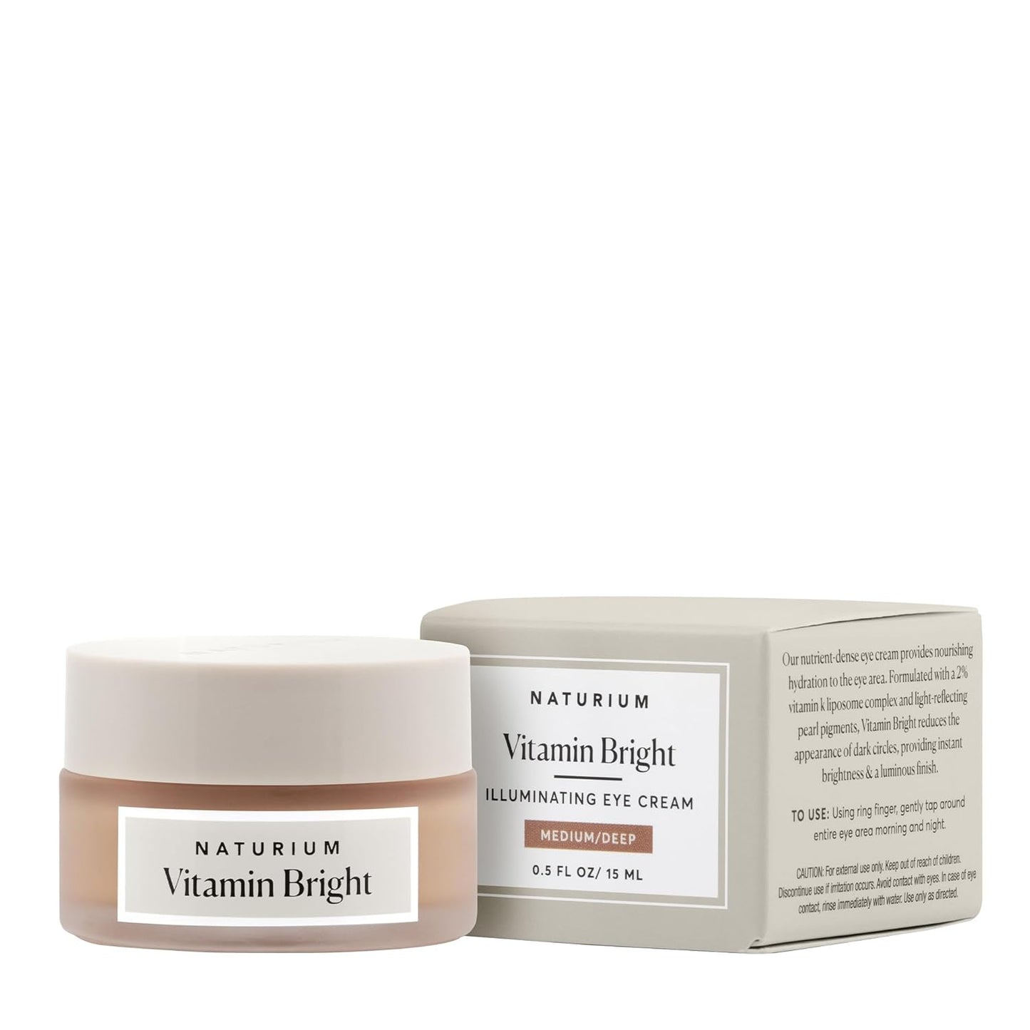 Naturium Vitamin Bright Illuminating Eye Cream, Under Eye Repair Cream for Dark Circles, with Vitamin K, Phyto-Complex, & Mineral Pigments, Medium/Deep, 0.5 oz