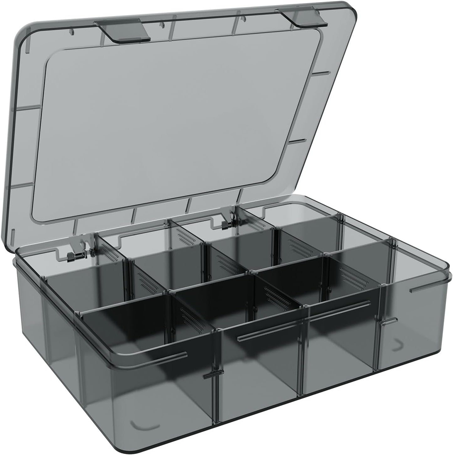 Plastic Organizer Tackle Box, Large 12 Grids Clear Bead Organizer Compartment Box with Removable Dividers for Snackle box,Parts, Earring Container Tool Fishing Hook Hair Accessories