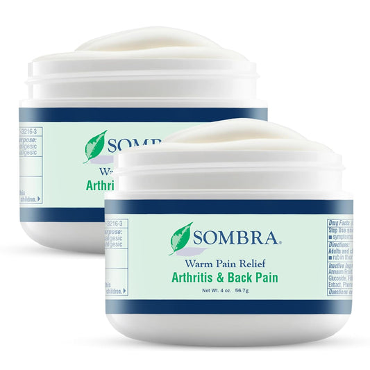 Sombra Warm Pain Relief Gel, Warm Relief for Arthritis and Chronic Pain Pre-Workout Muscle Rub Vegan Formula Free of Artificial Fragrances, Dyes, NSAIDs, Wax, Petroleum, Alcohol - 4oz (2 Pack)
