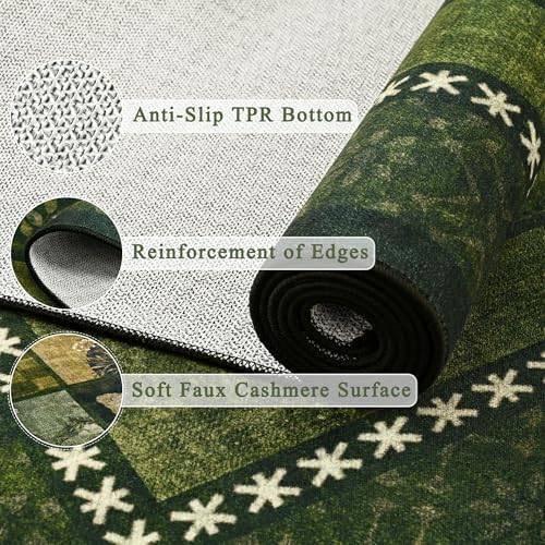 Tepook 8x10 Dark Green Area Rugs - Image 6