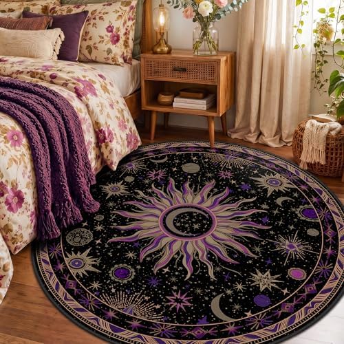 Vacuum-Friendly, Round 4ft Washable Area Rug - Image 2