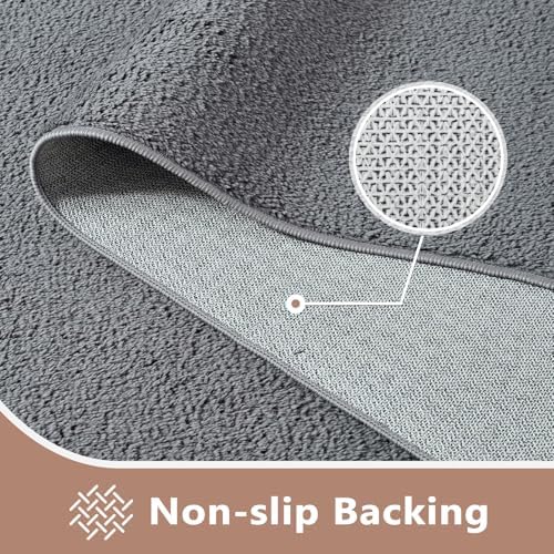 5x7 Pure Dark Grey Area Rug Non-Slip Washable Soft - Image 4