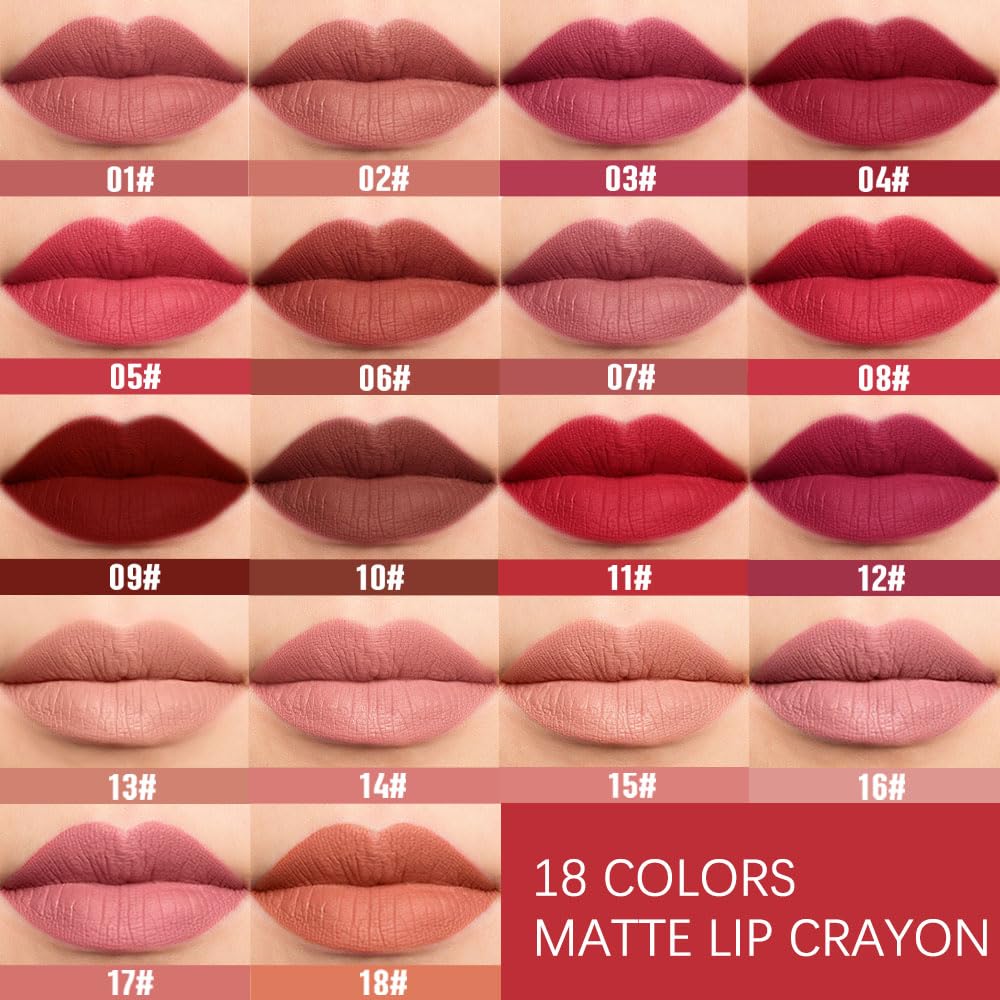 BINGBRUSH Lip Crayons Matte Longwear Lipstick Pack Set,Moisture Smooth Lipliner With Built-in Sharpener Ultimate Super Stay Ink Lip Crayon for Makeup,Waterproof Velvet Lipgloss Lip Stain (6#Red Brown)