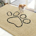 OLANLY Dog Door Mat for Muddy Paws 48x30, Paw Print Design Chenille Mud Mat by OLANLY