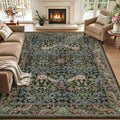 5x7 Area Rug Living Room: Soft Floral Washable Carpet Brown Green by EXPEDIX