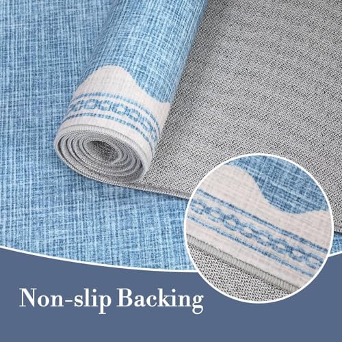 Garvee Modern Bordered Rugs for Living Room 8x10 Large Washable Rug Blue - Image 7