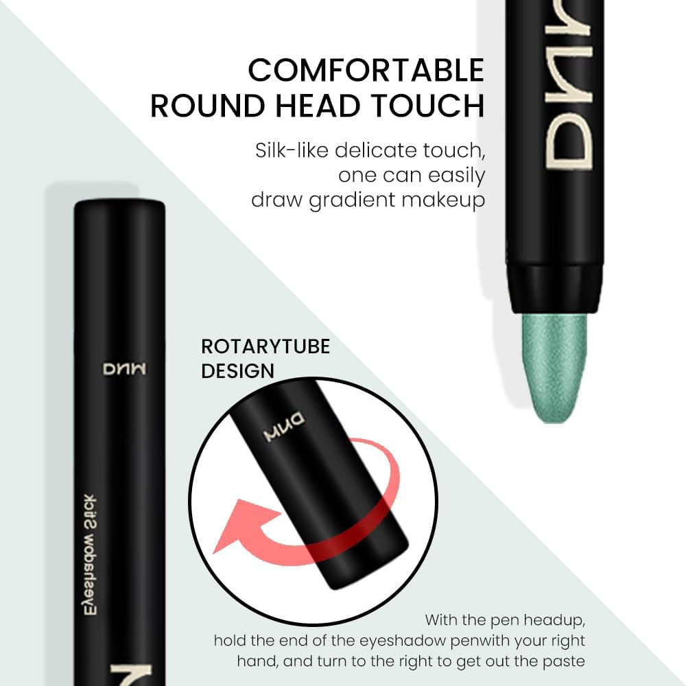 evpct 2Pcs Cream Eyeshadow Sticks Set for Eyes Waterproof, Blue Shimmer & Green Shimmer Matte Eye shadow Stick Pencil Pen Bulk sombras en crema para ojos 32+34