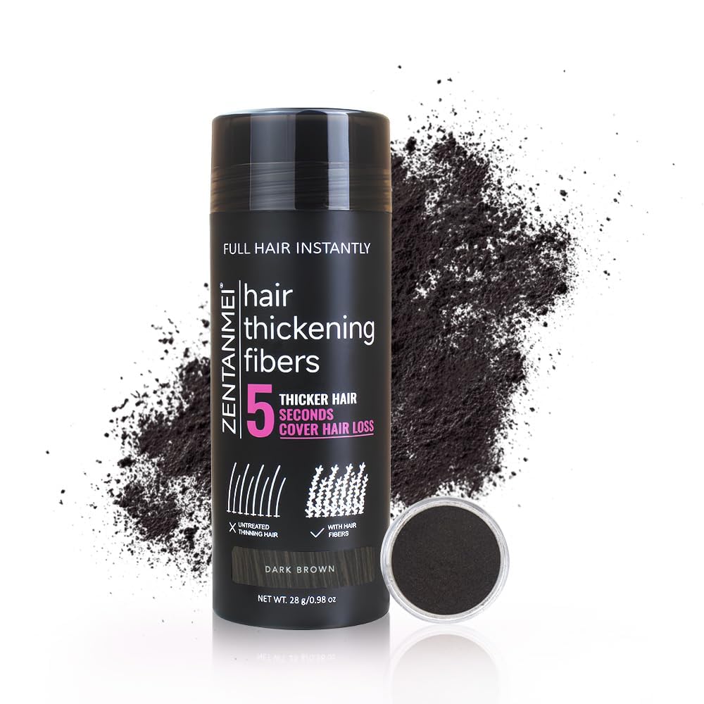 Hair Fibers for Thinning Hair for Women All-Natural Hair Building Fibers 0.98 Oz Hair Volume Powder Bald Spot Cover Up for Men & Women (Dark Brown)