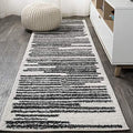 JONATHAN Y Khalil Modern Berber Stripe Cream/Black Runner Rug, Contemporary by JONATHANY