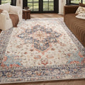 6x9 Beige Blue Orange Washable Area Rug by Unknown