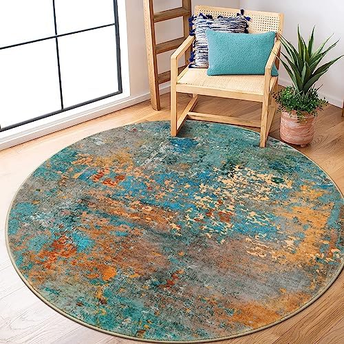 Lahome Modern Abstract Round Rug 5Ft by Lahome