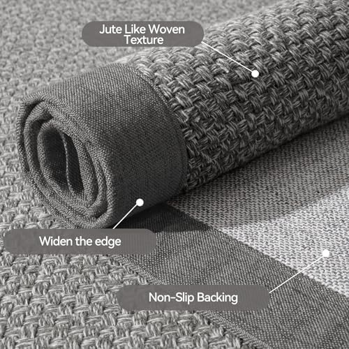 YDKGL Hallway Runner Rug Woven Kitchen Runner Mat Washable Grey 2x5 ft - Image 3
