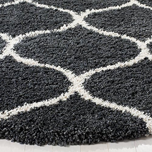 SAFAVIEH Hudson Shag Collection 3' Round Dark Grey/Ivory SGH280G Moroccan Ogee - Image 4