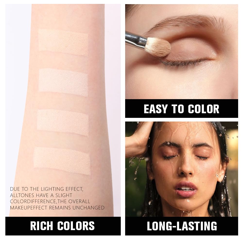 Kaely Powder Eyeshadow Quad, Vanilla Nude Beige Matte Shimmer Eyeshadow Palette Makeup, Neutral Eye Shadow Palette for Older Women Pigmented Waterproof, sombras para ojos, Blendable, Cruelty-free, 10
