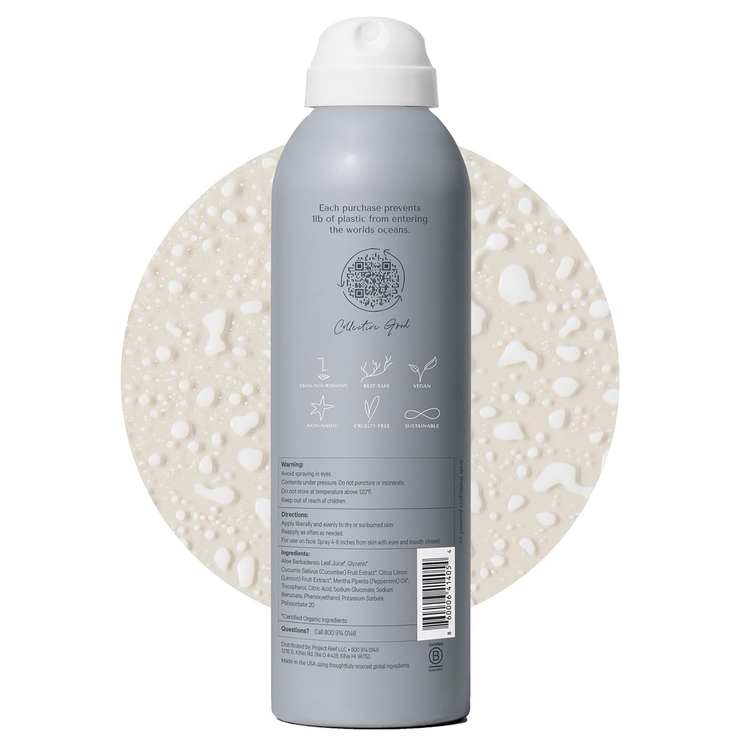 Non-Aerosol Aloe Cooling Mist – Vegan, Ocean Friendly & Hydrating After-Sun Spray with Organic Aloe Vera, Peppermint & Cucumber – Natural Sunburn Relief & Daily Skin Refreshment, 5 fl oz
