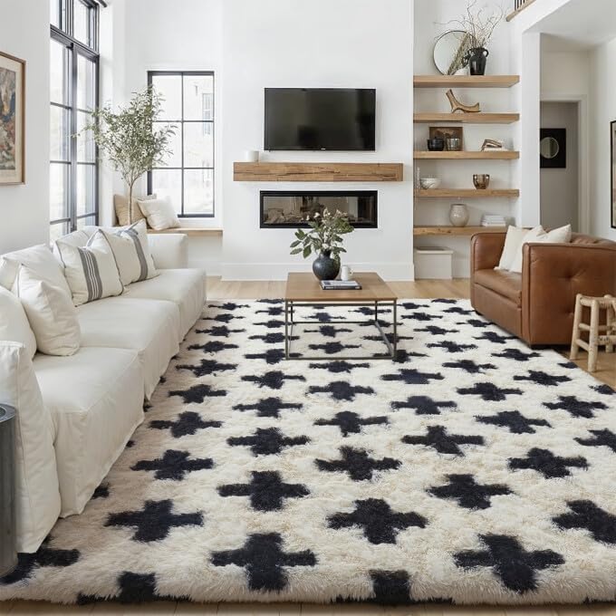 PureCozy Soft Shag Rug 9x12 Living Room High Pile Non-Slip Fluffy Carpet by PureCozy