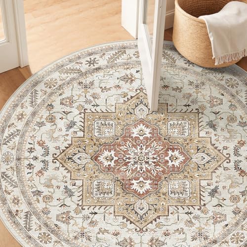 cotiled 5ft Round Living Room Area Rug, Traditional - Image 5