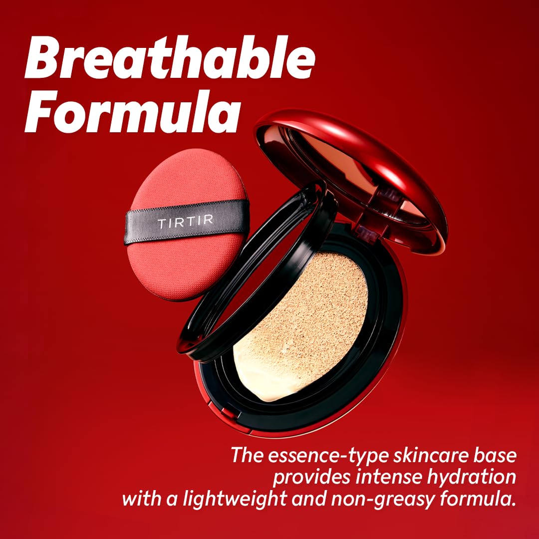 TIRTIR Mask Fit Red Cushion Foundation | Full coverage, Weightless, Skin fit, Satin Glow Finish, Korean Makeup BB Foundation, beauty, Tattoo cover up, Buildable (#24N Latte, 0.63 Fl Oz)
