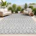 JONATHAN Y Moroccan Geometric Indoor Outdoor Area Rug 6X9 Light Gray/Navy by JONATHANY
