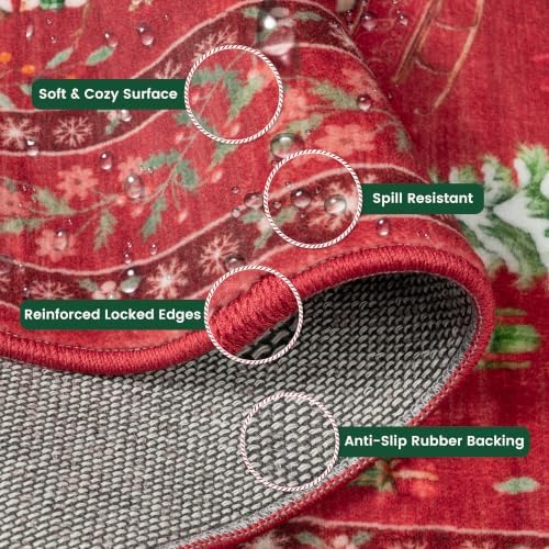 Christmas Runner Rug 2x6 Red Washable Rugs - Image 6