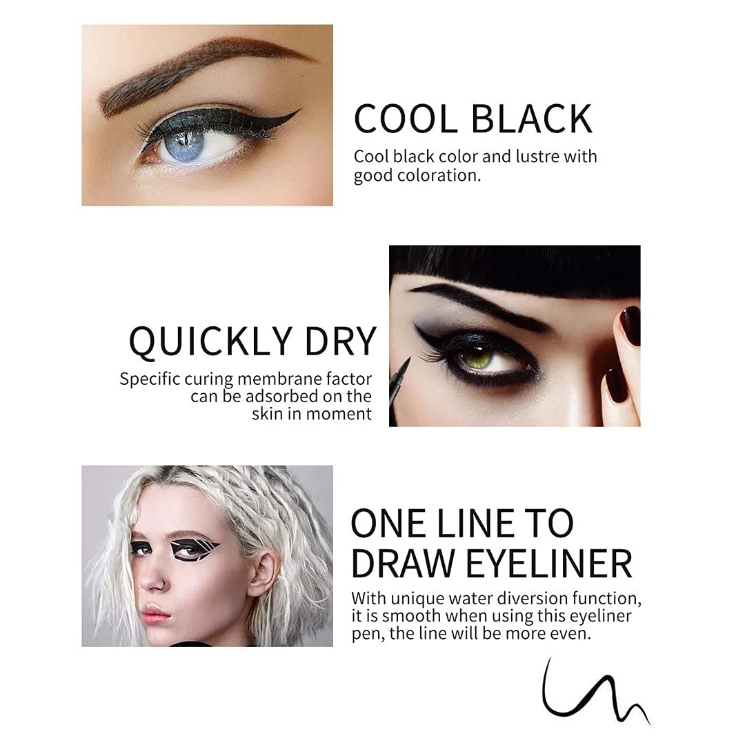 evpct 6Pcs White Glitter Eyeliner Pencils Set delineadores de colores para ojos lapiz negro a prueba de agua Black Silver Blue Red Brown Metallic Colorful Liquid Eye Liners Waterproof