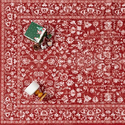 PureCozy Red Runner Rug 2x8 Vintage Floral Farmhouse - Image 6