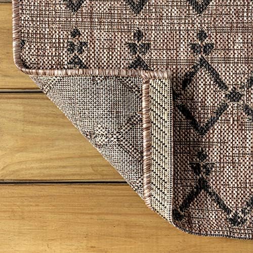 JONATHAN Y Moroccan Geometric Indoor Outdoor Round Area Rug 4 Ft Natural/Black - Image 6