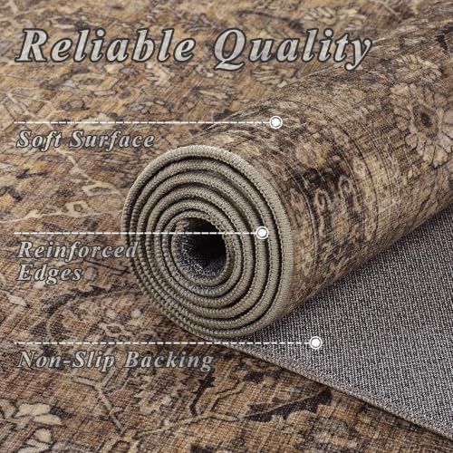 Schweek 2x6 Brown Runner Rugs Washable Non Slip Kitchen Rug Hallway Runners - Image 5