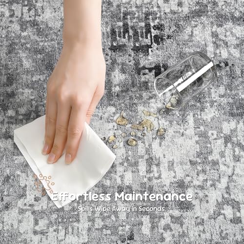 2.6x12 Grey Rug Runners for Hallways Kitchen Runner Rug Non Slip Washable Black - Image 6