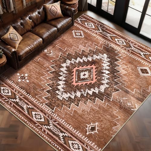 Yinhua Western 8x10 Rug for Living Room, Aztec Washable Rug for Bedroom by yinhua