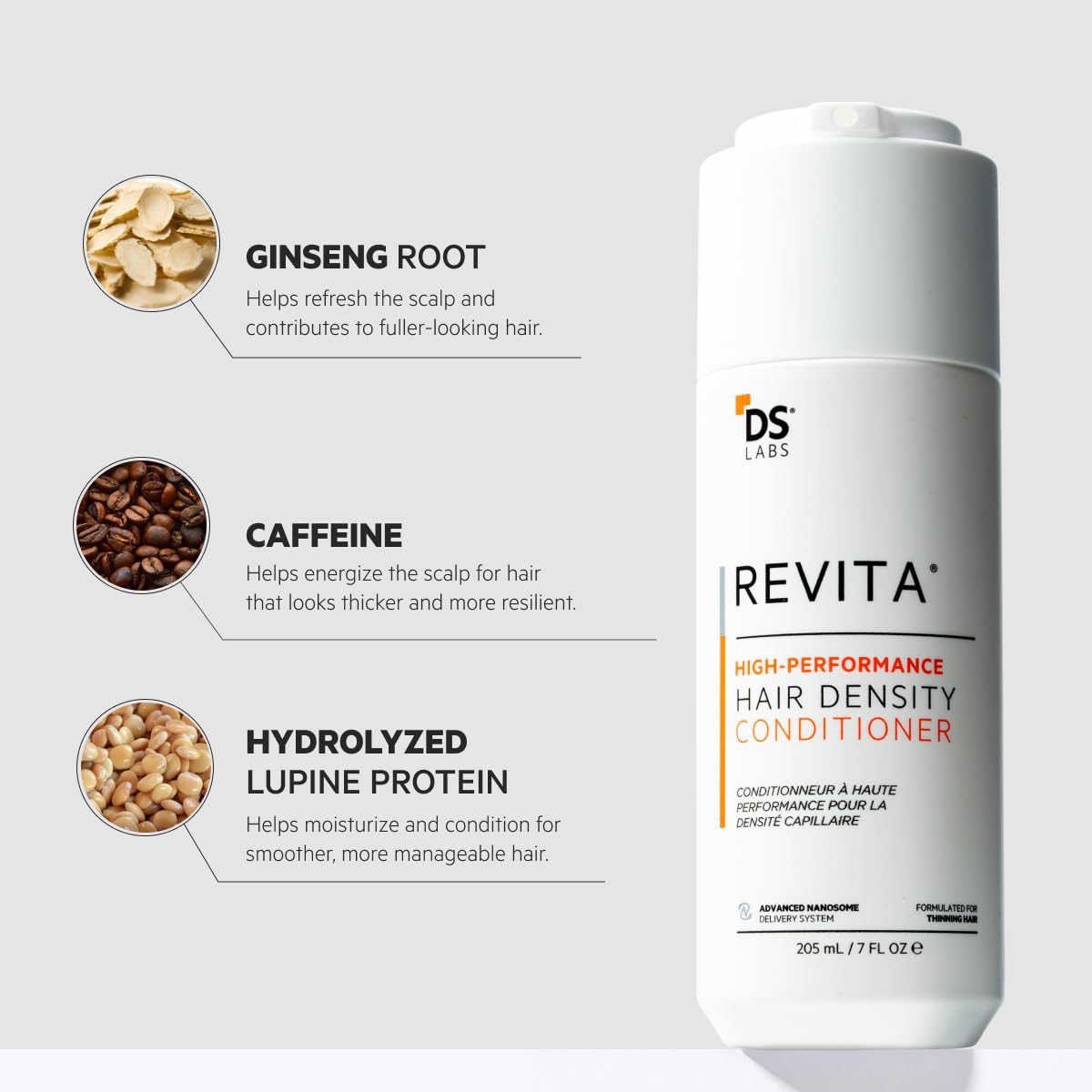 DS Labs Revita Conditioner, 205mL - Lightweight, Scalp First Hydration for Fuller Looking, Softer Hair, Thickening Appearance, Sulfate & Silicone Free, Color Safe, For Men & Women