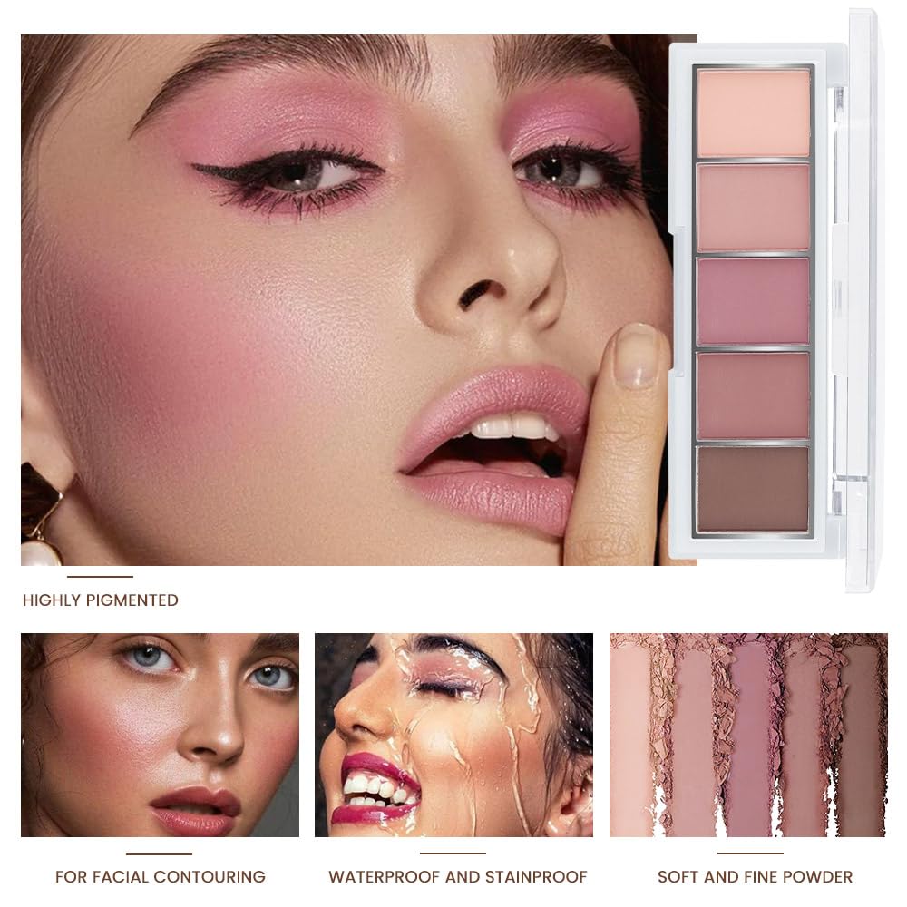 AMY'S DIARY Earth Tone Eyeshadow Palette Makeup, 5 Colors Cool-Toned Velvety Matte Finish, Nude Taupe Eye Shadows, for Woman Long Lasting Naturing-Looking (#03)