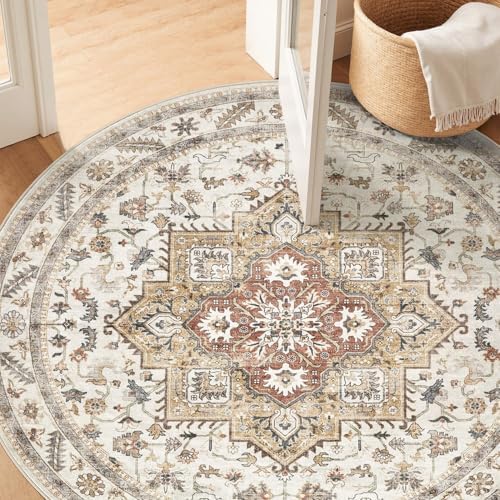cotiled 6ft Round Living Room Area Rug, Traditional - Image 6