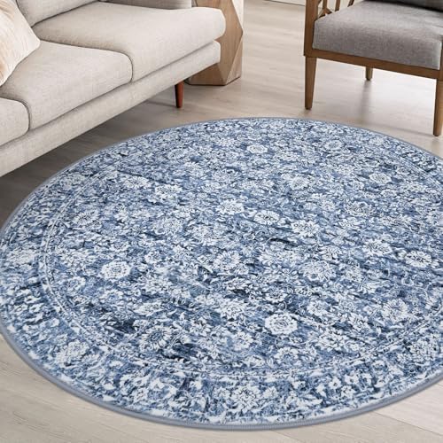 SIILOOM Washable 6ft Circle Round Rug, 6x6 Non-Slip Soft Circular Area Rugs by SiiloomRug