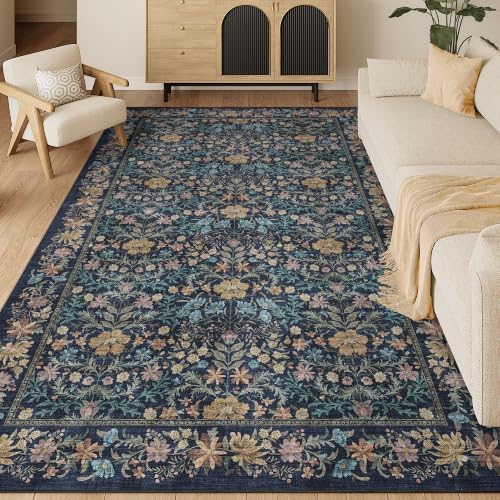 DUKINO 5x8 Area Rug, Vintage Floral Washable Rugs by DUKINO