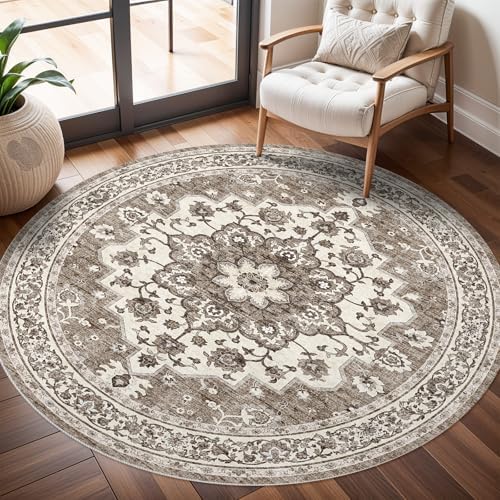 Soft Round Rug 4ft: Washable Circle Rug 4FT by TOPRUUG