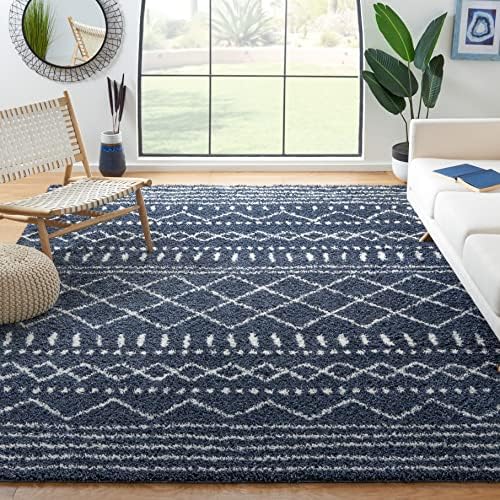 SAFAVIEH Arizona Shag Rug 9'x12', Soft Plush Slate Blue & Ivory ASG741L by Unknown