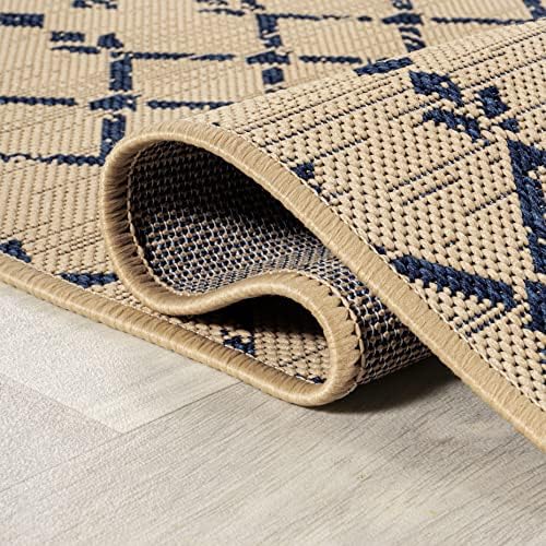 JONATHAN Y Moroccan Geometric Indoor Outdoor Runner Rug 2X8 Beige/Navy - Image 5