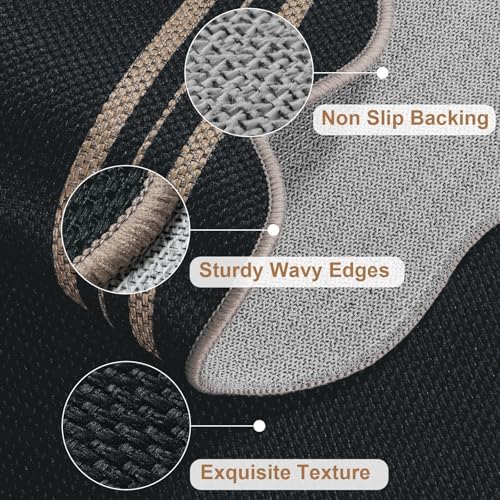 Easy Jute Black Entryway Rug, 2x3 Front Door Mat Washable Non Slip Small - Image 4