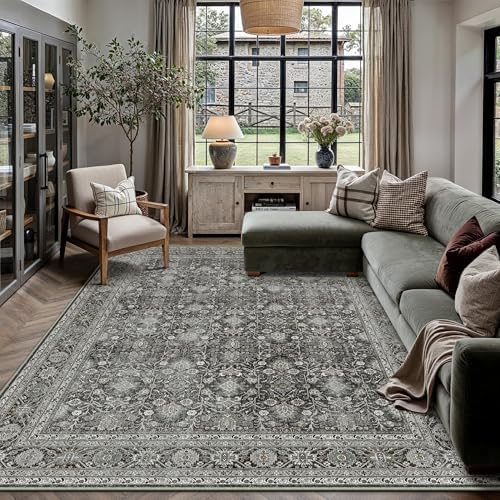 PureCozy Black Area Rug 10x14 Vintage Traditional Distressed - Image 2
